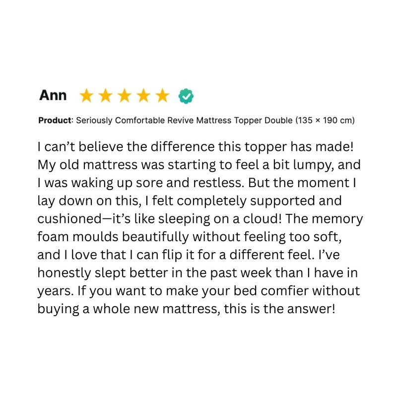 Revive Pain Relief Mattress Topper by Seriously Comfortable