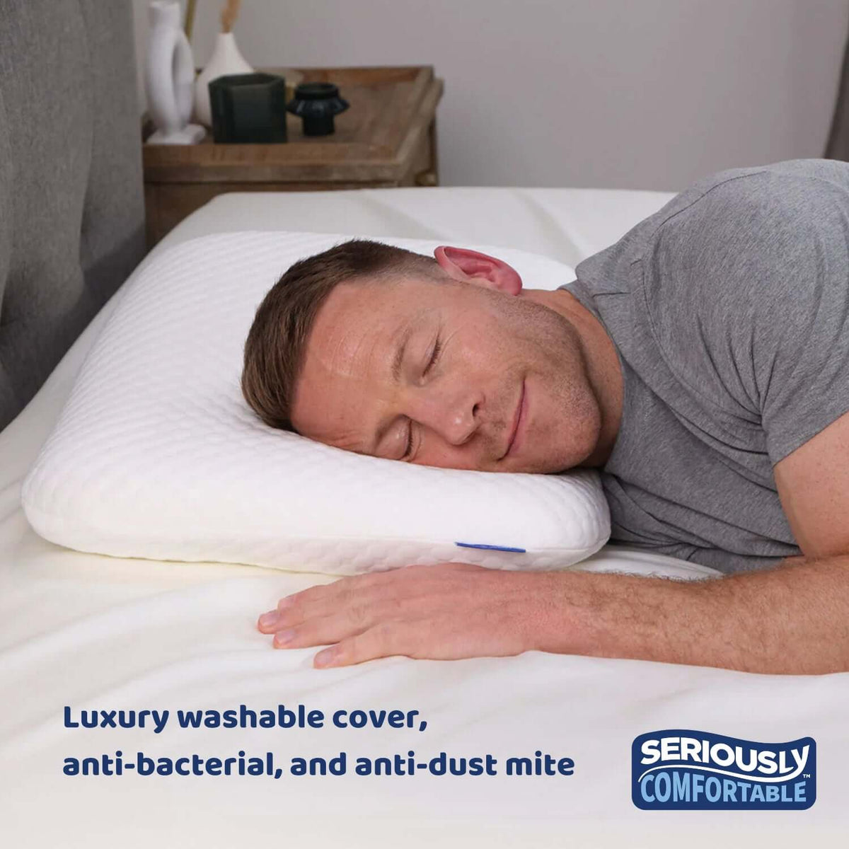 Seriously Comfortable Cool Memory Comfort Side Sleeper Pillow | UK's Leading Pillow Specialist | UK's Lowest Prices | Featuring UK's Best Brands including TEMPUR®, Dunlopillo, Hypnos, Silentnight, Sealy, Seriously Comfortable & More